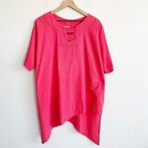 Cottonseed Wear Shirt Pink Cotton Tunic Sharkbite Hem Lagenlook